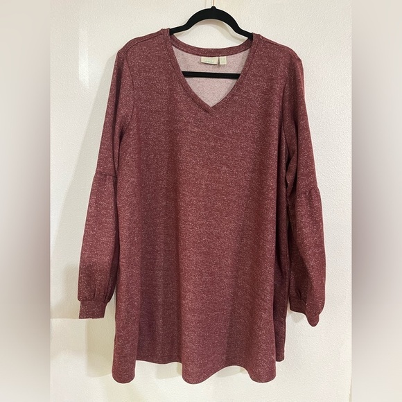 Logo launch long sleeve tunic 2X top V-neck - Picture 1 of 6